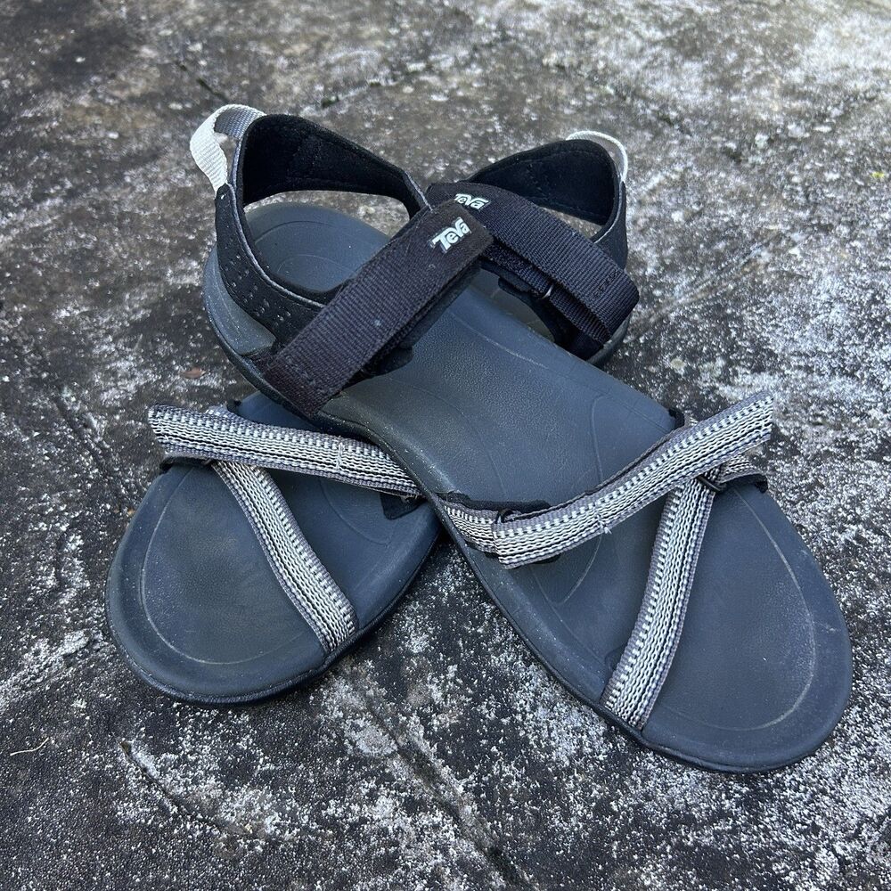 Teva Verra Women’s Sandals Size 8 Black Grey Criss Cross Strappy Sport Hiking